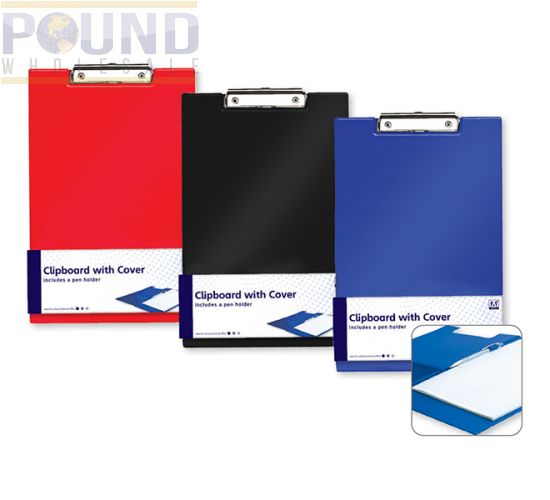 Wholesale A4 Clipboard With Cover Assorted Colours 3 Pack Pound Wholesale