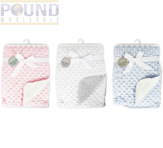 Wholesale Hugs Kisses Bubble Mink Sherpa Baby Blanket 3 Assorted Pound Wholesale