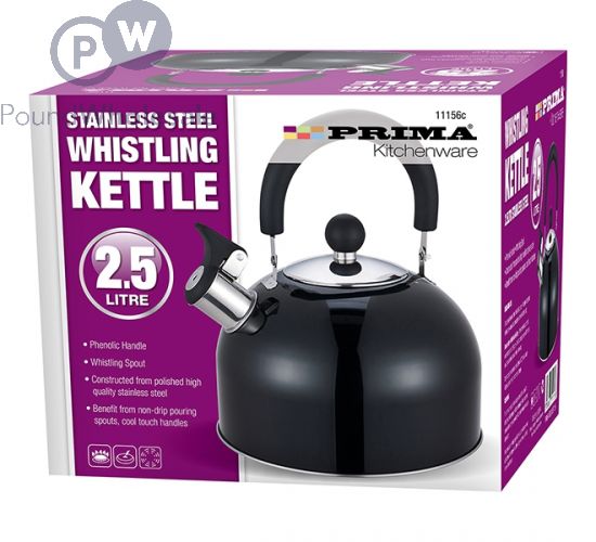 PRIMA WHISTLING KETTLE 2.5L METALLIC BLACK