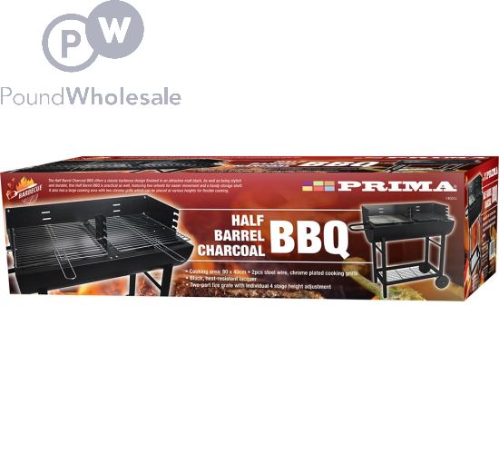 PRIMA HALF BARREL CHARCOAL BBQ