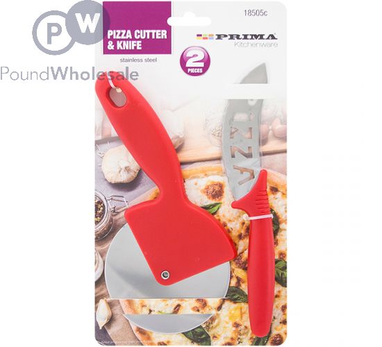 Wholesale Prima Stainless Steel Pizza Cutter & Knife Set 2pc Pound