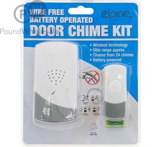 ELPINE WIRE-FREE BATTERY OPERATED PLUG-IN DOOR CHIME KIT