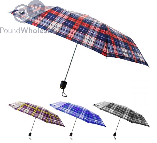 3-FOLD CHECKED SUPER MINI UMBRELLAS ASSORTED