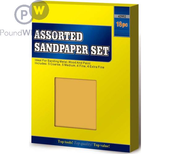 Wholesale 18pc Assorted Sandpaper Set Pound Wholesale