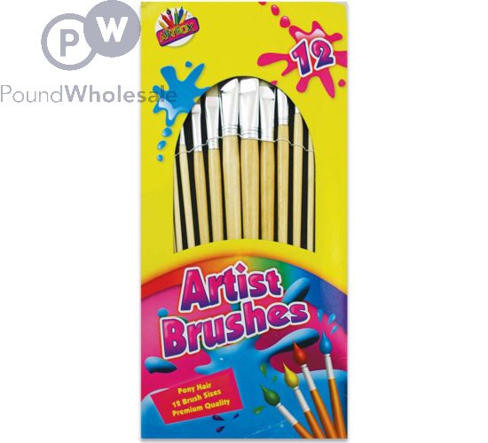 Wholesale Artbox Assorted Size Artist Paint Brushes 12 Pack Pound