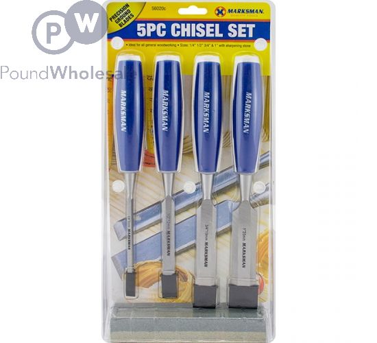 MARKSMAN CHISEL SET WITH SHARPENING STONE 5PC