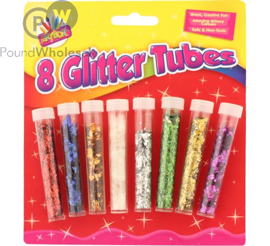 ARTBOX GLITTER TUBES ASSORTED COLOURS 8 PACK