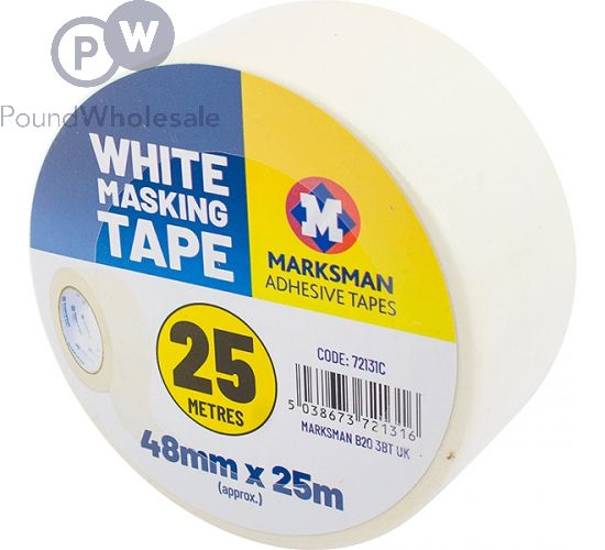MARKSMAN WHITE MASKING TAPE 48MM X 25M