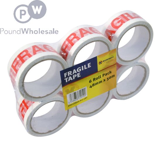 6pc Fragile Printed Tape Size 48mm X 50m