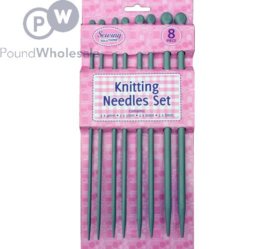 SEWING SOLUTIONS KNITTING NEEDLE SET ASSORTED SIZES 8PC