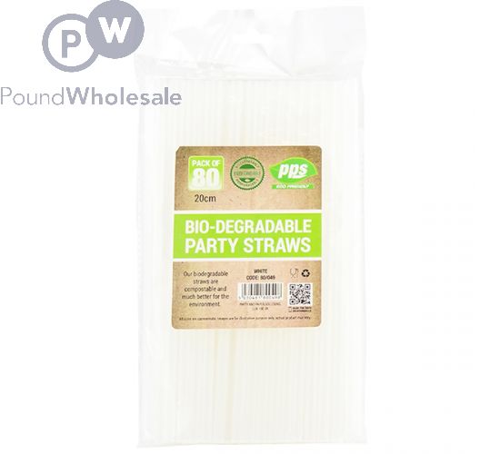 Clear Plastic Biodegradable Straws 200 Bulk Pack. Reduce Your