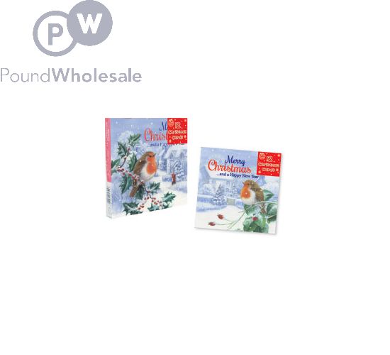 Wholesale 12 Square Traditional Robin Christmas Cards | Pound Wholesale