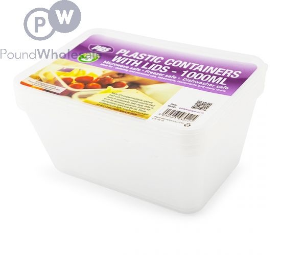 Wholesale Clear Plastic Rectangular Food Container With Lid 1000ml 3