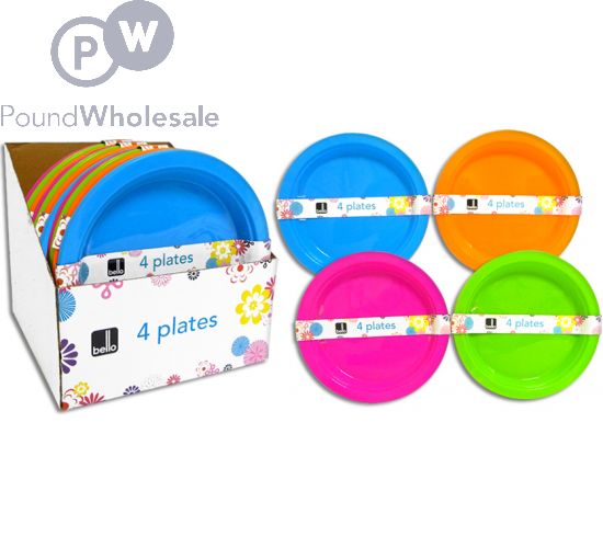 Wholesale Bello Picnic Plates 23cm Assorted Colours 4 Pack Pound