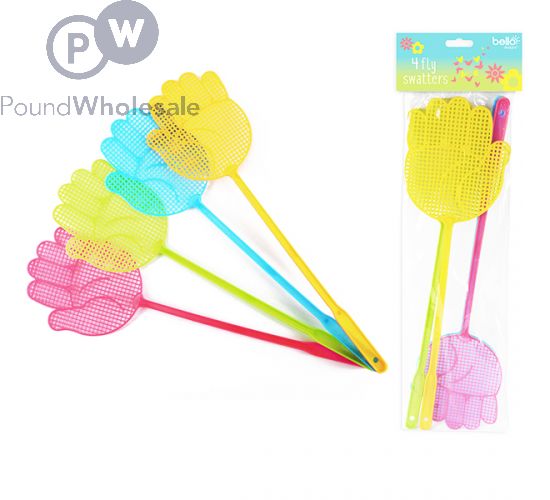 Wholesale Bello Fly Swatters 4 Pack Assorted Colours Pound Wholesale