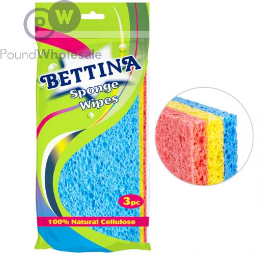 Wholesale Bettina Assorted Colour Sponge Wipes 3 Pack Pound