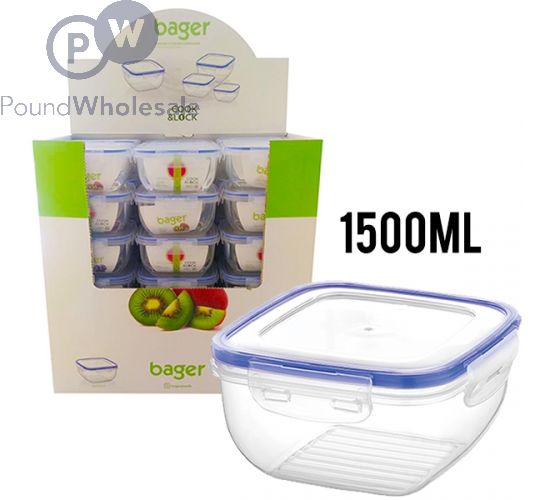 Wholesale Bager Click & Lock Square Food Storage Container 1500ml  