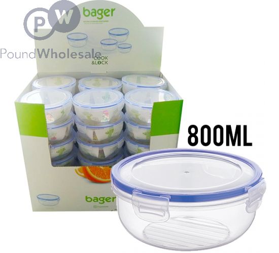 Wholesale Bager Click & Lock Round Food Storage Container 800ml Cdu ...