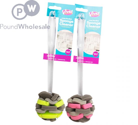 VIVID LONG HANDLED SPONGE CLEANER ASSORTED