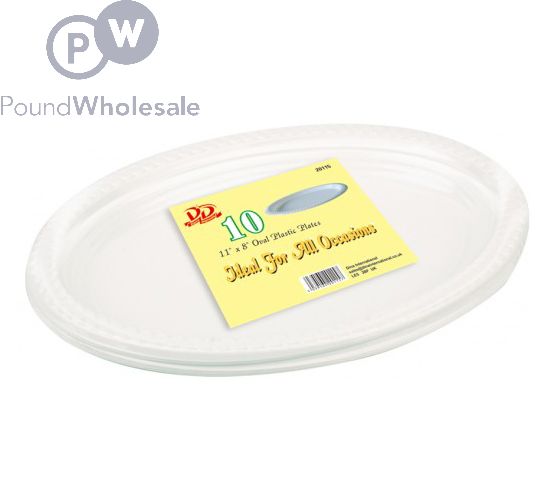 Wholesale Oval Plastic Plates 11" X 8" 10pc Pound Wholesale