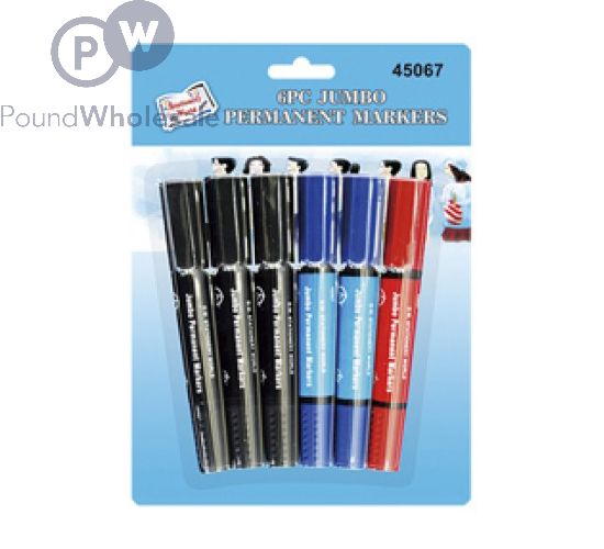 Wholesale 6pc Jumbo Permanent Markers Pound Wholesale