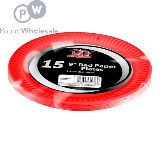 Wholesale Red Disposable Paper Plates 9" 15 Pack Pound Wholesale