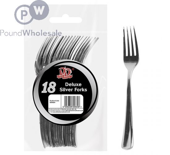 DID DELUXE SILVER PLASTIC FORKS 18PC