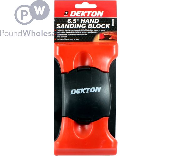 Dekton Hand Sanding Block With Clamp - Holds Sandpaper Securely - Bonded Foam Pad - Lightweight For Wood, Metal, Plastic Sanding