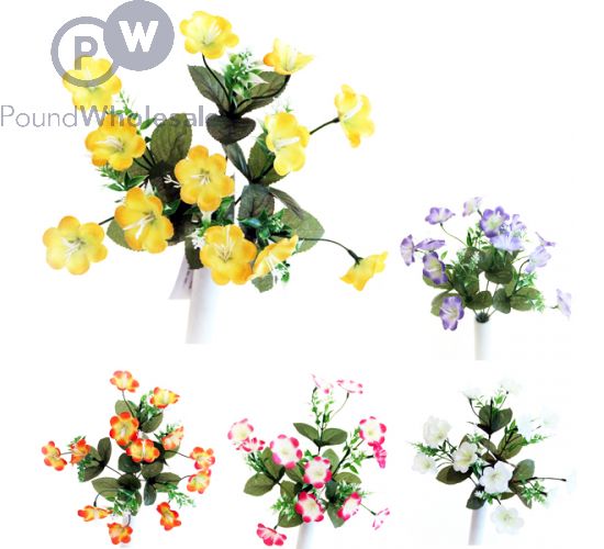 WILD BLOSSOM MIX BUSH ARTIFICIAL FLOWER STEMS 6PC ASSORTED COLOURS