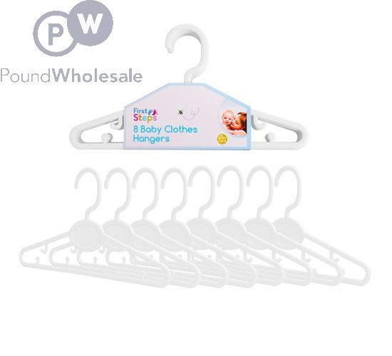FIRST STEPS WHITE BABY CLOTHES HANGERS 8PK