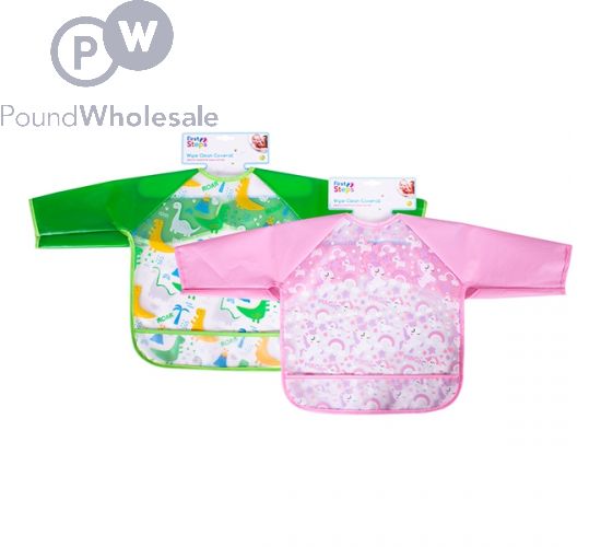 FIRST STEPS WIPE CLEAN COVERALL BIB 2 ASSORTED
