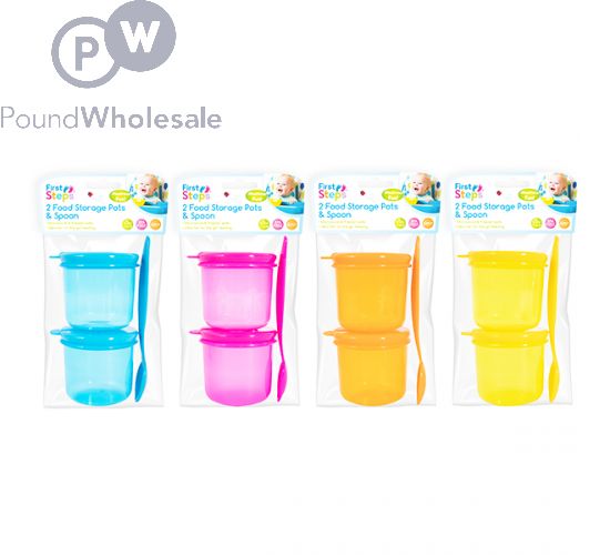 Wholesale First Steps Baby Food Storage Pots & Spoon 3pc Assorted