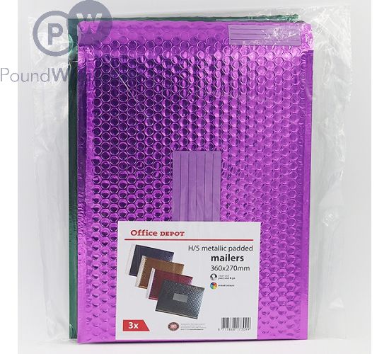 METALLIC BUBBLE MAIL BAGS 3 PACK