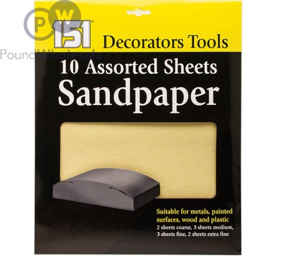 151 ASSORTED SANDPAPER SHEETS 10 PACK