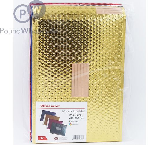 J/6 METALLIC PADDED BUBBLE ENVELOPES 3 PACK