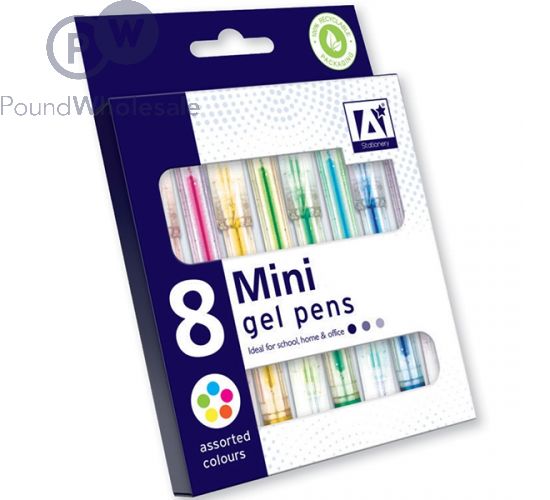 MINI GEL PENS ASSORTED COLOURS 8 PACK