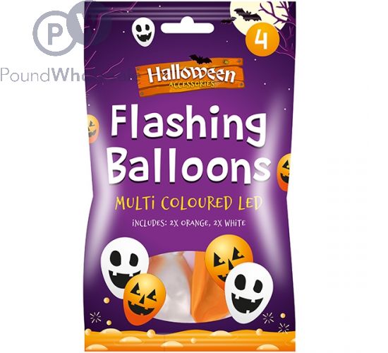 FLASHING BALLOONS MULTICOLOURED LED 2 ASSORTED 4PK