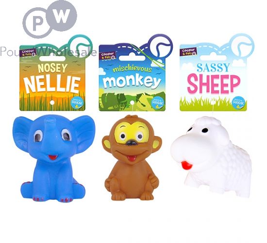 COOPER PALS ANIMALS VINYL SQUEAKY TOYS 3 ASSORTED