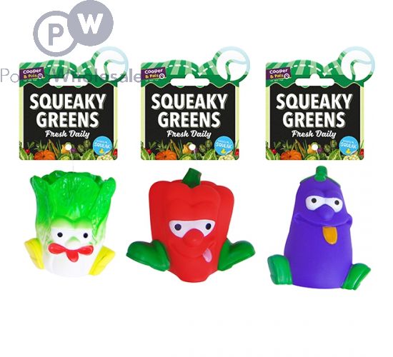 Wholesale Cooper & Pals Squeaky Greens Vegetable Toys 3 Assorted