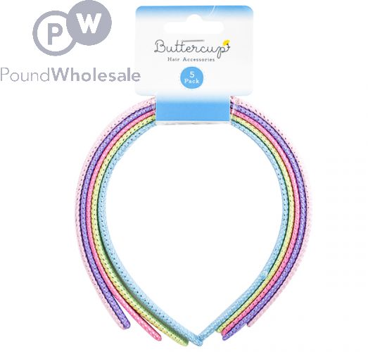 Wholesale Buttercup Assorted Colour Girls Fabric Alice Hair Bands 5 Pack Pound Wholesale