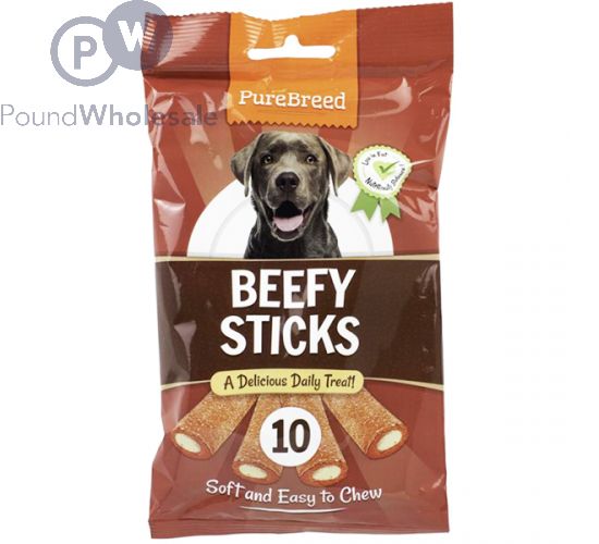 PURE BREED BEEFY MARROW STICKS DOG TREATS 10 PACK 200G
