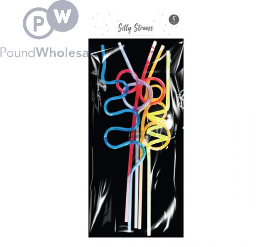 Wholesale Pop Assorted Plastic Silly Straws 5 Pack Pound Wholesale