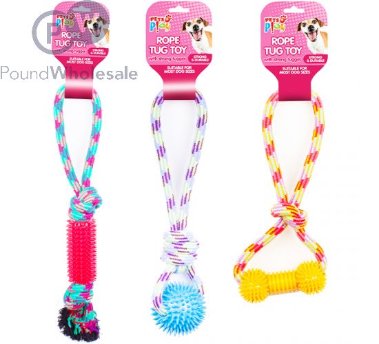 Wholesale Pets Play Strong Spiky Rope Tug Dog Toy Assorted Pound