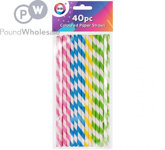 DID COLOURED PAPER STRAWS 40PC