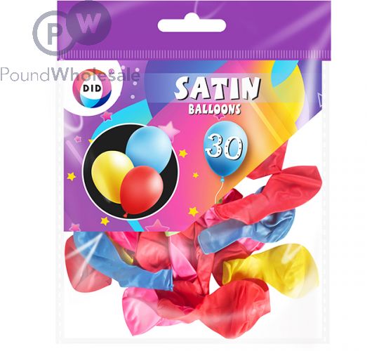 Wholesale Did Satin Balloons Assorted Colours 30 Pack Pound
