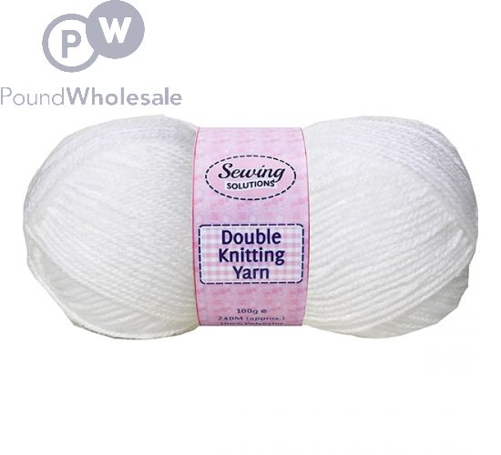 SEWING SOLUTIONS DOUBLE KNITTING YARN WOOL WHITE 100G