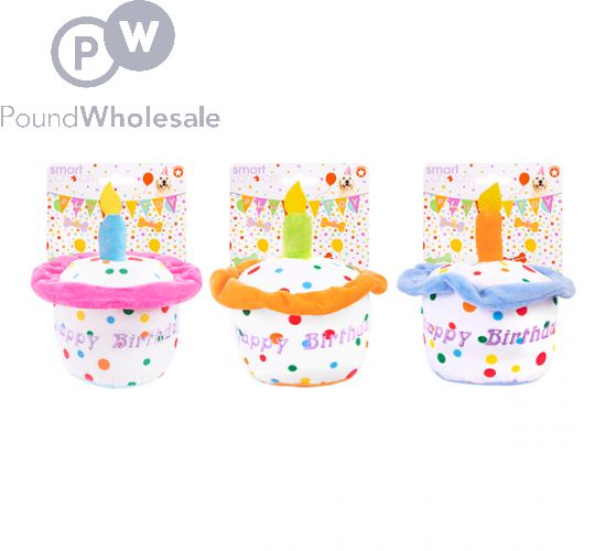 Wholesale Smart Choice Birthday Cake Squeaker Plush Dog Toy Assorted Colours Pound Wholesale
