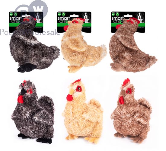 Smart Choice Plush Squeaky Chicken Dog Toy Assorted Colours
