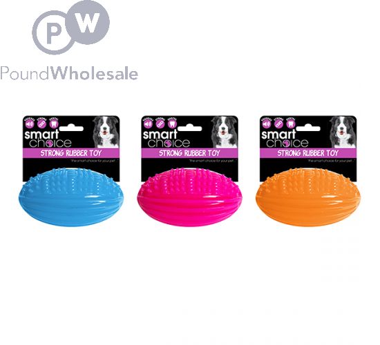 Wholesale Smart Choice Rubber Squeaky Textured Rugby Ball Dog Toy