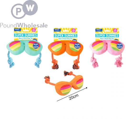 Wholesale Smart Choice Super Sunnies Squeaky Rope Plush Dog Toy Assorted Colours Pound Wholesale